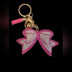 Pink Rhinestone Bow Bag Charm / Keychain – Glam Sparkle Accessory